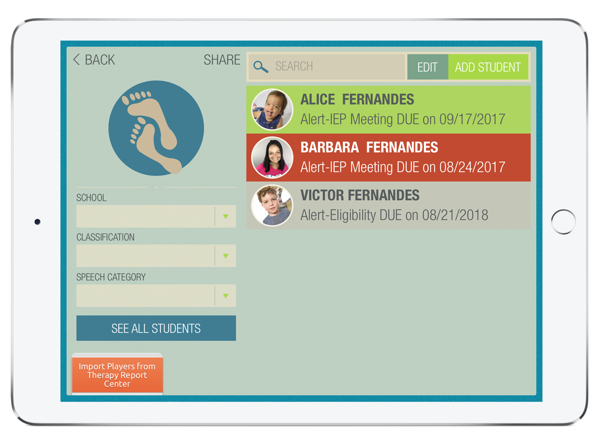 caseload tracker for iPad-alerts